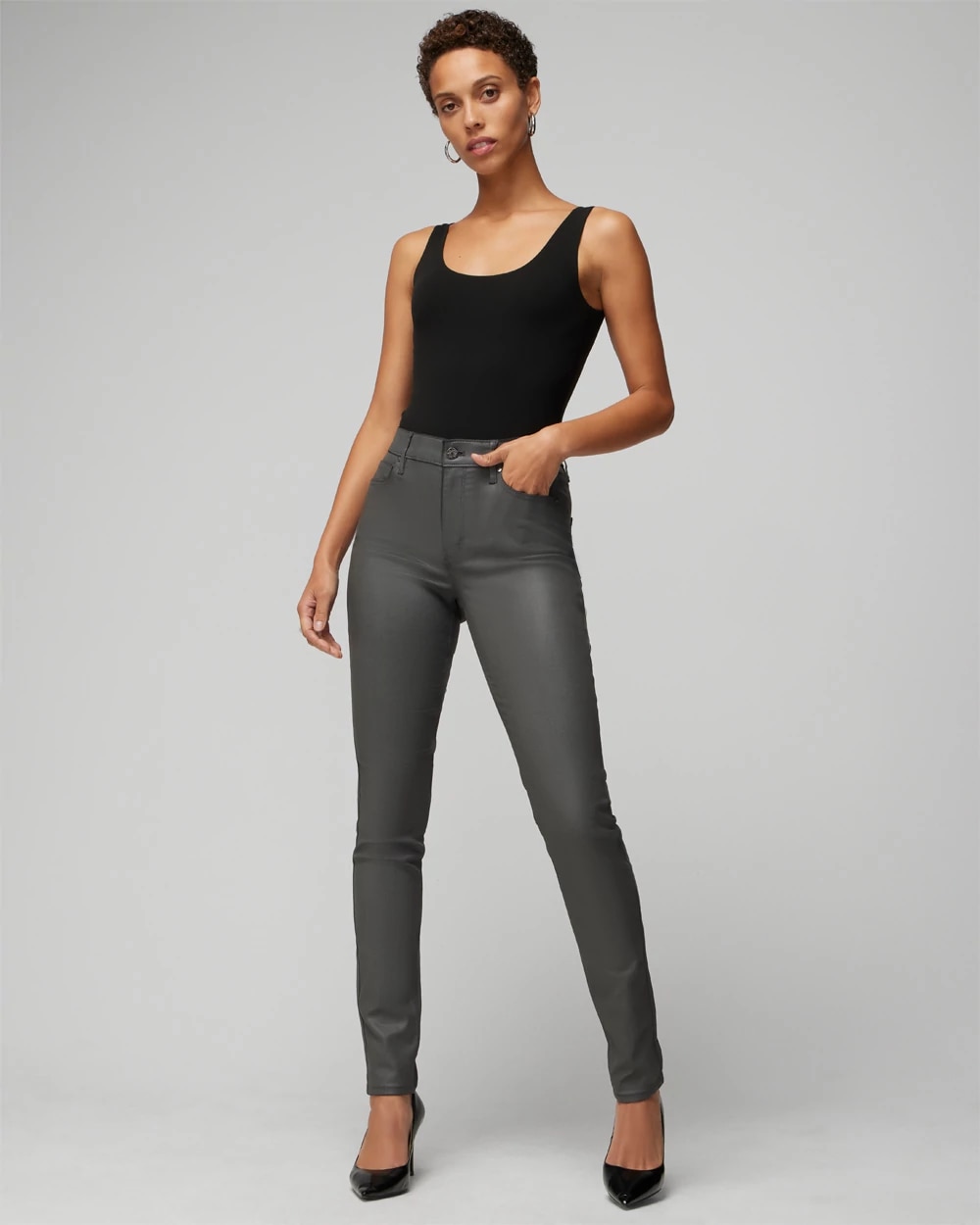 Tall black coated skinny jeans discount